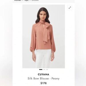 Cuyana Silk Bow Blouse - Peony